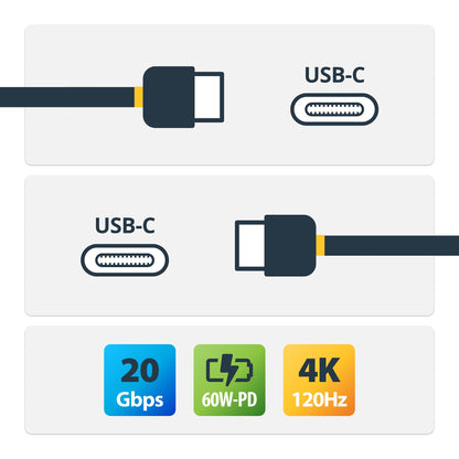 StarTech.com 3m (10ft) USB4 Cable, 20Gbps, USB-IF Certified USB-C Cable, 60W PD, 4K (Black)