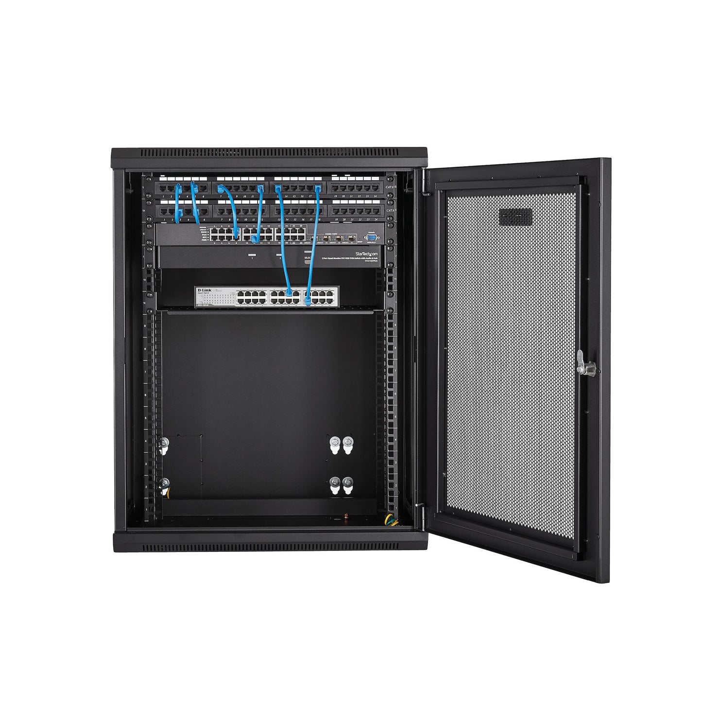 StarTech.com 4-Post 15U Wall Mount Network Cabinet with 1U Shelf, 19" Hinged Rack