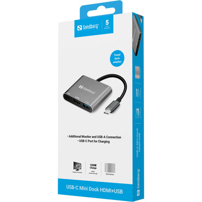 Sandberg USB-C Mini Dock HDMI+USB Hub
