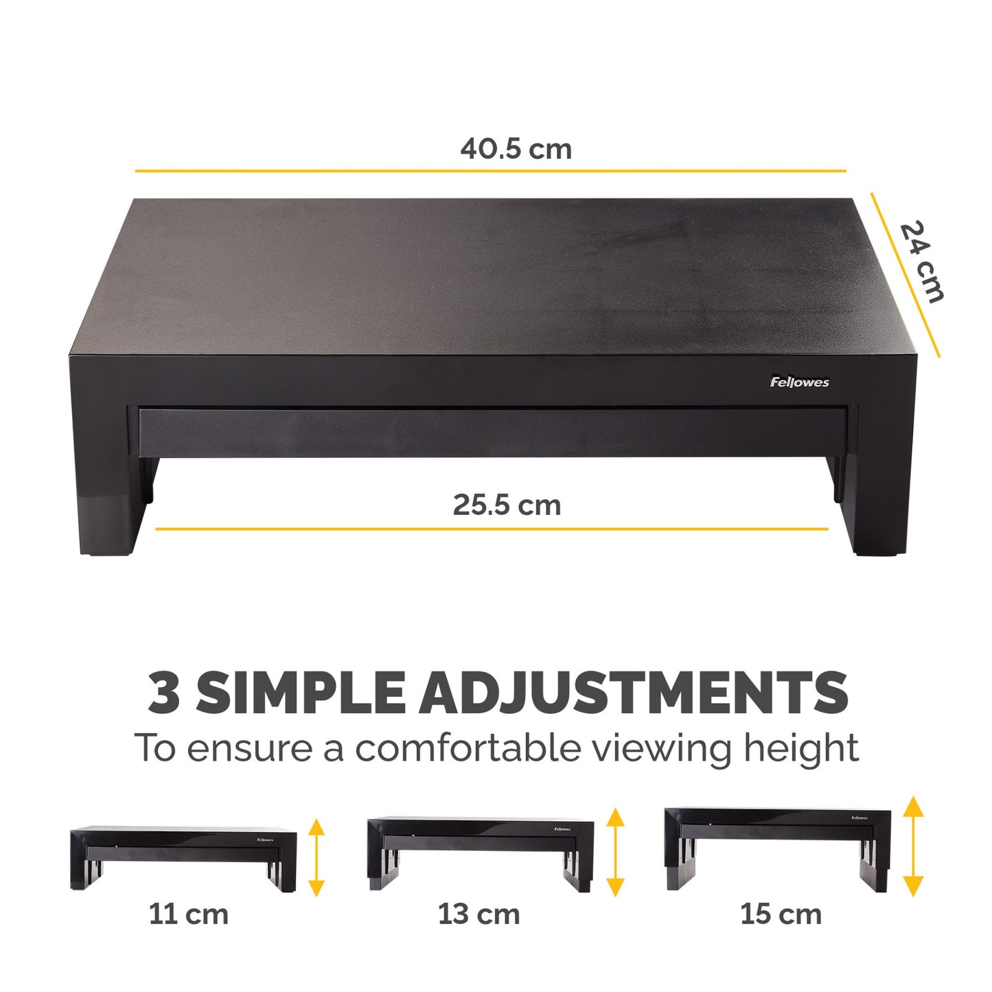 Fellowes Computer Monitor Stand with 3 Height Adjustments - Designer Suites Monitor Mount