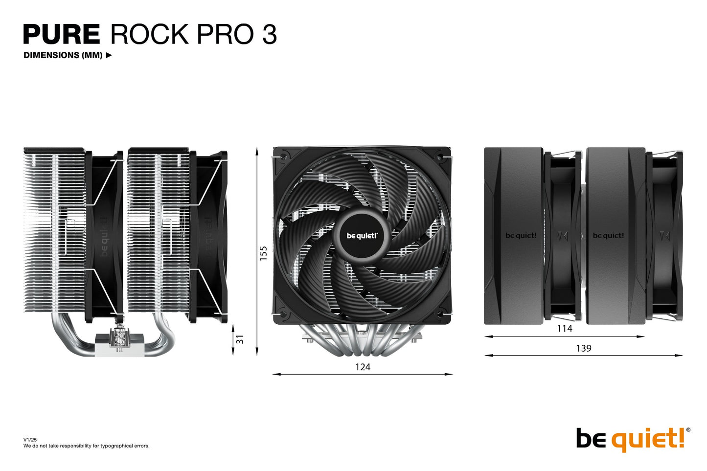 be quiet! Pure Rock Pro 3 Processor Air cooler 12 cm Silver 1 pc(s) Cooling