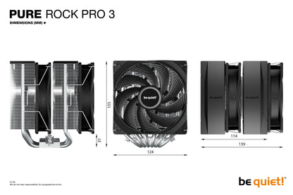 be quiet! Pure Rock Pro 3 Processor Air cooler 12 cm Silver 1 pc(s) Cooling