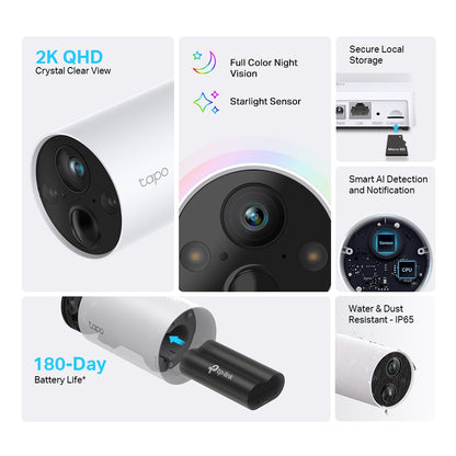 TP-LINK Tapo Smart Wire-Free Security Camera System, 1-Camera System