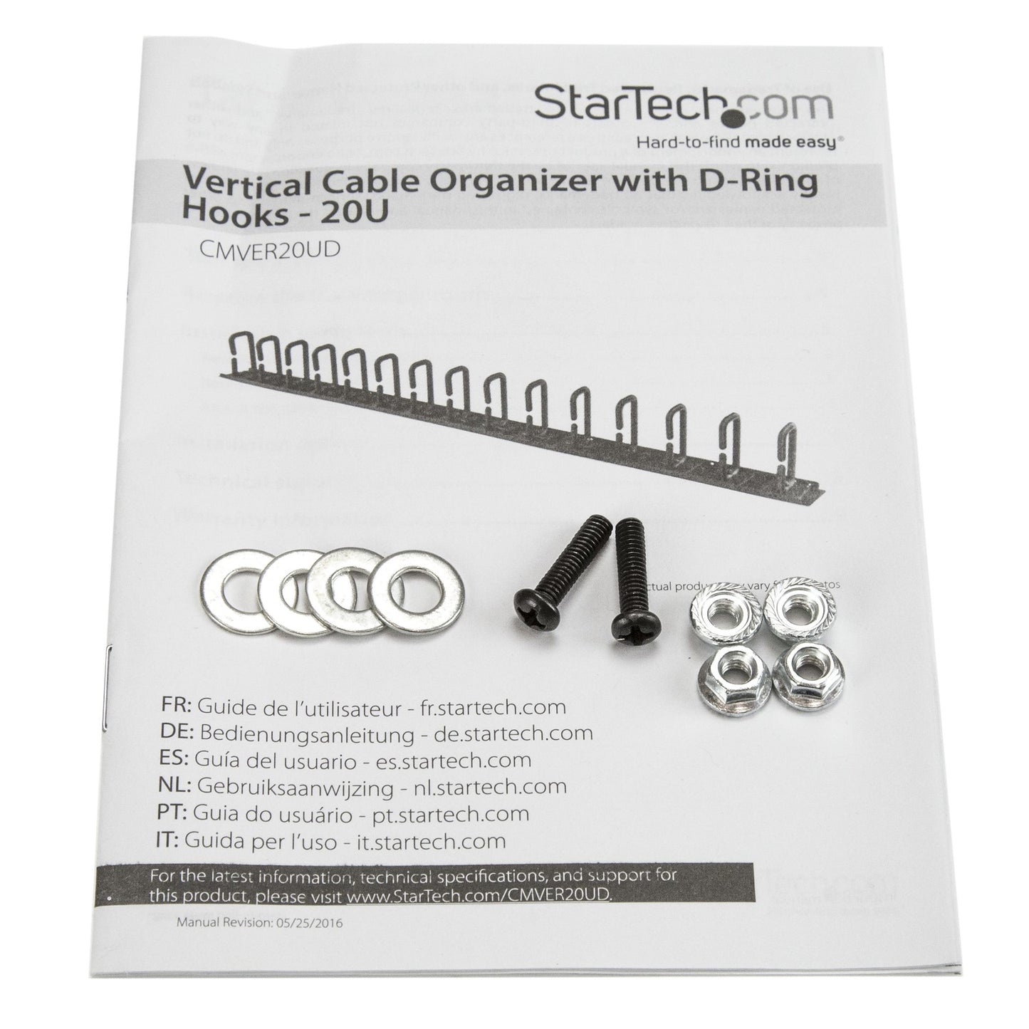 StarTech.com Vertical Cable Organizer with D-Ring Hooks - 20U - 2.8ft. Rack