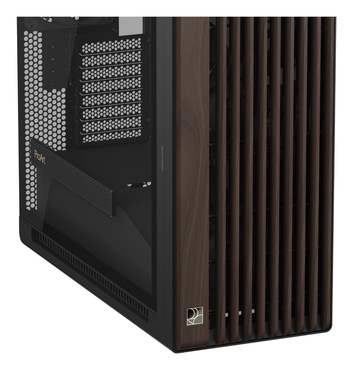ASUS ProArt PA602 Wood Edition Modern Black - Tempered Glass Panel Midi Tower Black PC Case