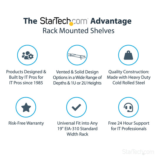 StarTech.com 2U Server Rack Shelf - Universal Rack Mount Cantilever Shelf for 19" (SHELF22)