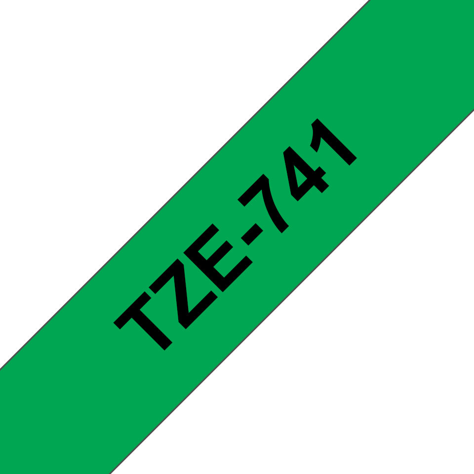 Brother TZE-741 DirectLabel black on green Laminat 18mm x 8m for Brother P-Touch TZ Labels