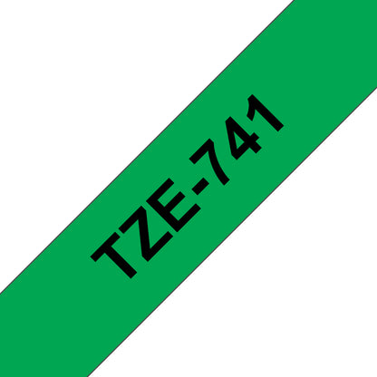 Brother TZE-741 DirectLabel black on green Laminat 18mm x 8m for Brother P-Touch TZ Labels