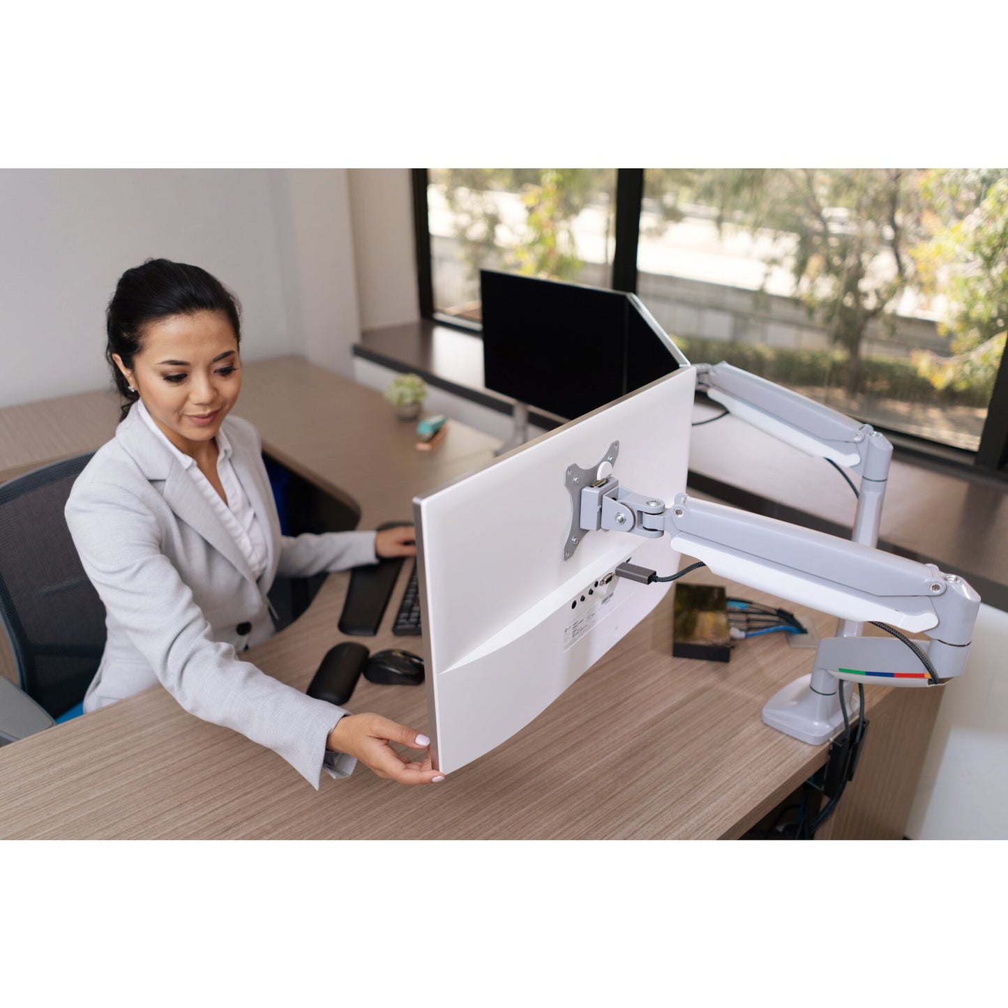 Kensington SmartFit One-Touch Height-Adjustable Dual Monitor Arm Mount