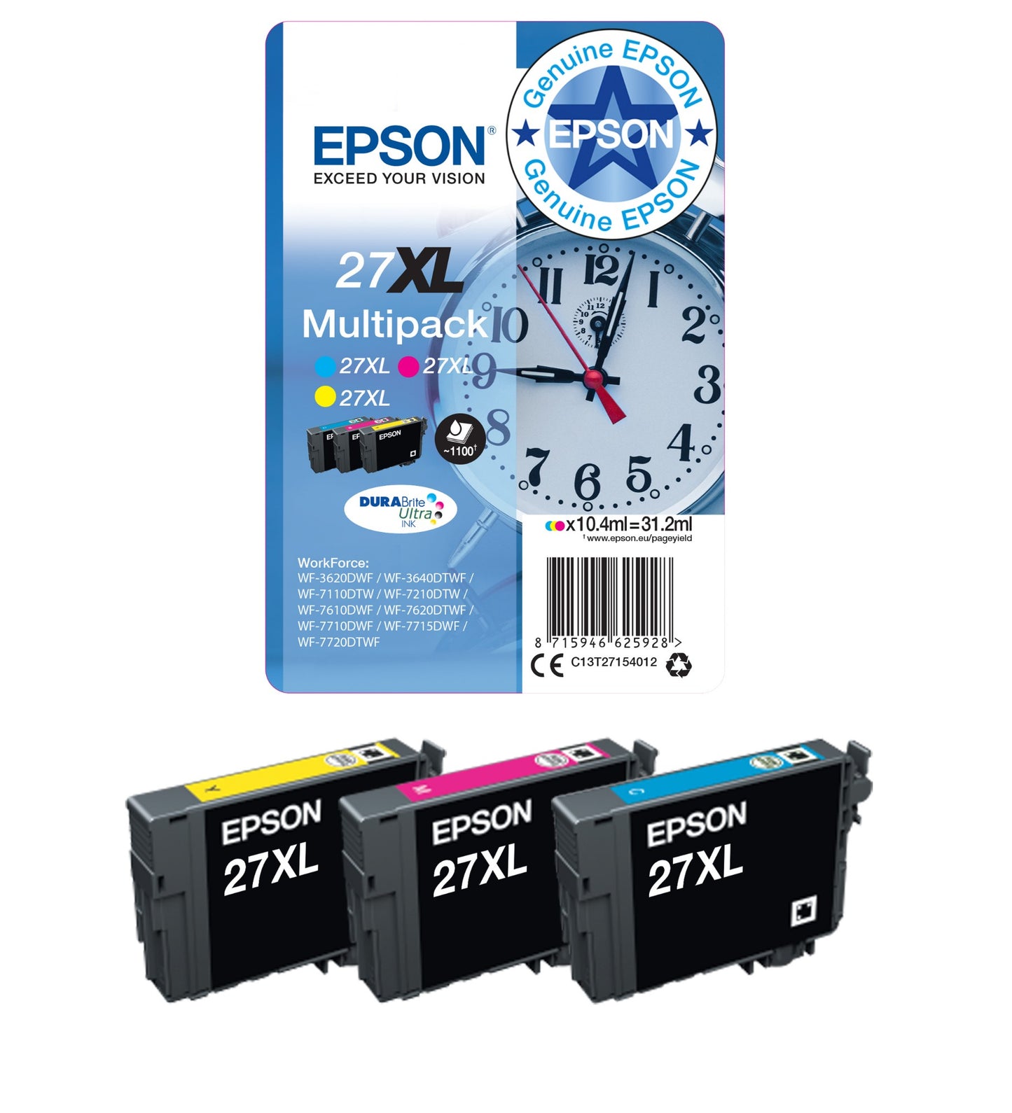 Epson C13T27014012/27 Black Ink Cartridge (350 pages, Epson WF 3620)