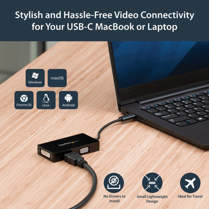 StarTech.com USB-C Multiport Video Adapter - 3-in-1 - 4K 30Hz - Black Hub