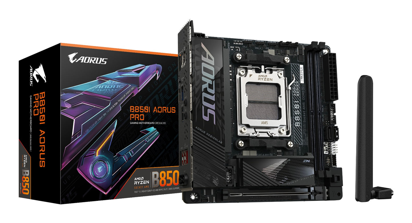 Gigabyte B850I AORUS PRO Motherboard - AMD Ryzen 9000 Series CPUs, 8+2+1 Phases