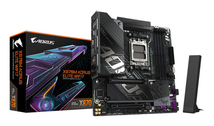 Gigabyte X870M AORUS ELITE WIFI7 Motherboard - Supports AMD Ryzen 9000 CPUs, 14+2+2