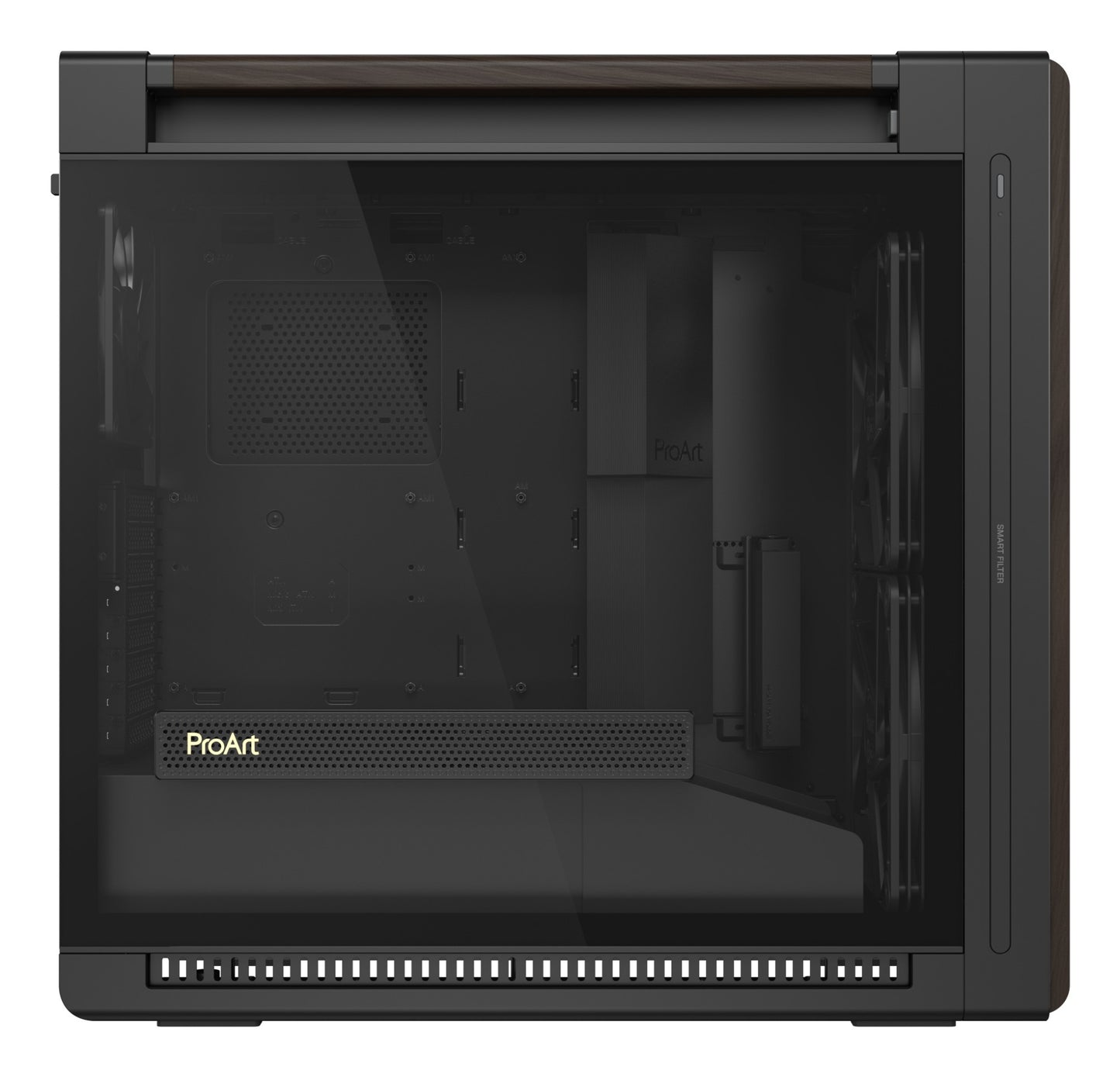 ASUS ProArt PA602 Wood Edition Modern Black - Tempered Glass Panel Midi Tower Black PC Case