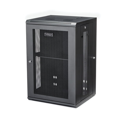StarTech.com 4-Post 18U Wall Mount Network Cabinet with 1U Shelf, 19" Hinged Rack