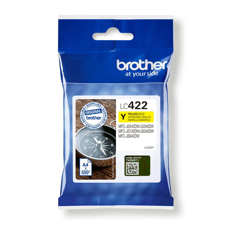 Brother LC-422Y Yellow Ink Cartridge (550 pages, Brother MFC-J 5340)