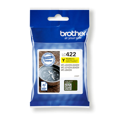 Brother LC-422Y Yellow Ink Cartridge (550 pages, Brother MFC-J 5340)