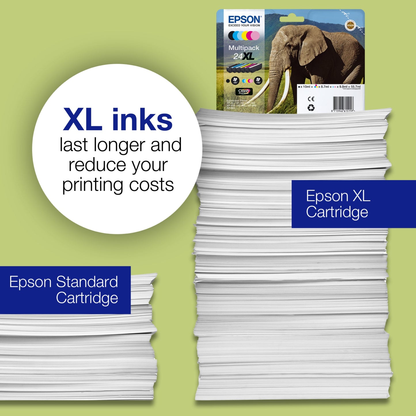 Epson C13T24214012/24 Black Ink Cartridge (360 pages, Epson XP 750)