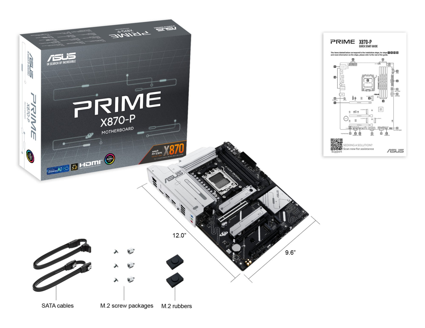 ASUS PRIME X870-P AMD X870 Socket AM5 ATX Motherboard