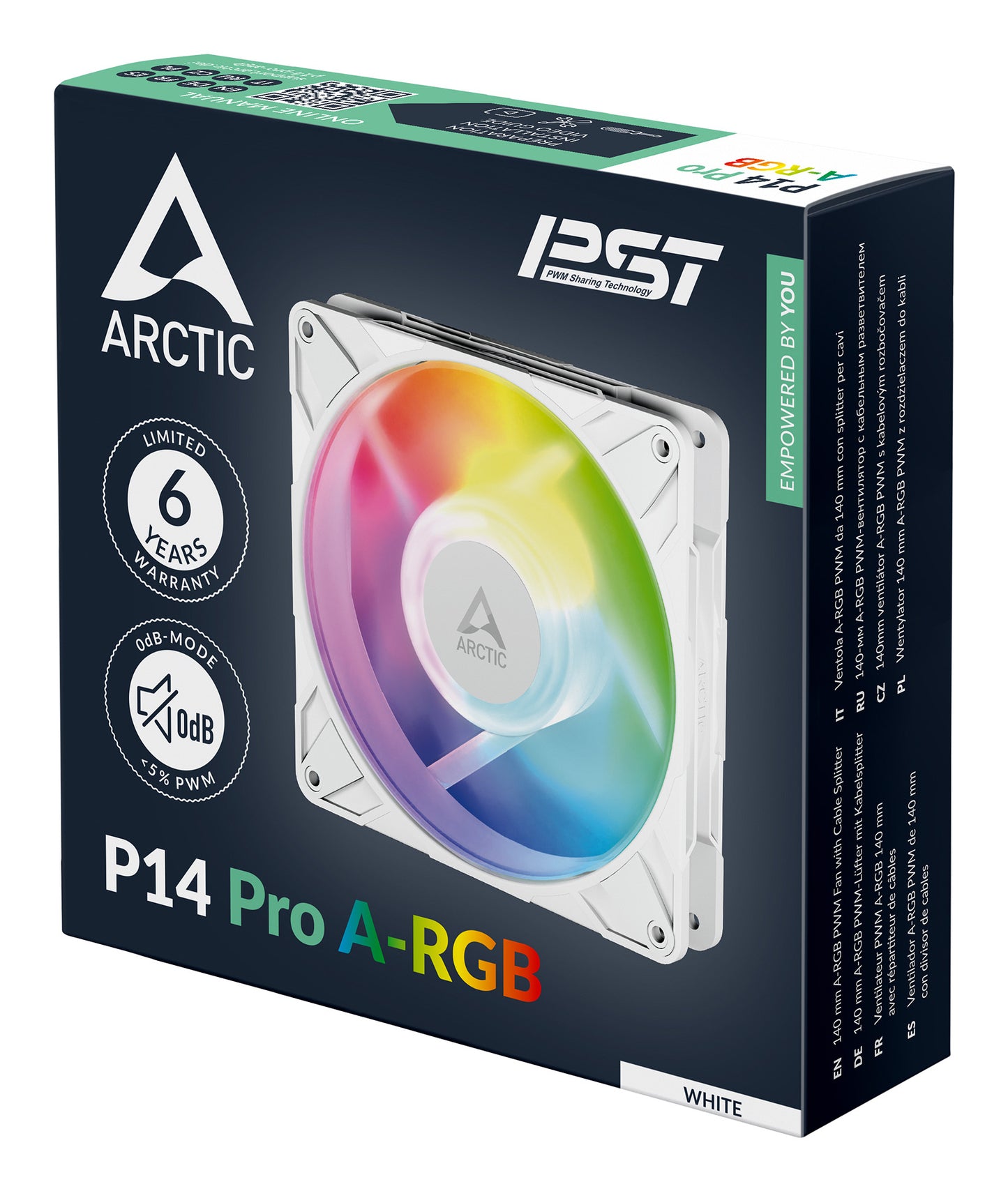 ARCTIC P14 Pro A-RGB (White) 140 mm A-RGB PWM Fan with Cable Splitter Cooling