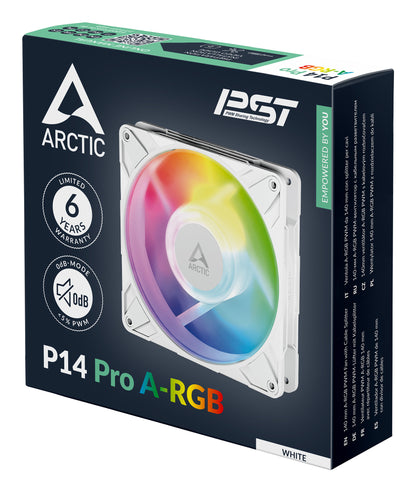 ARCTIC P14 Pro A-RGB (White) 140 mm A-RGB PWM Fan with Cable Splitter Cooling