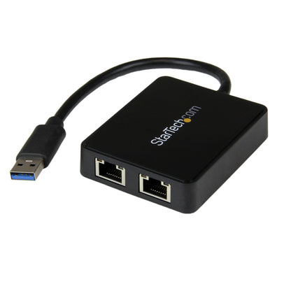 StarTech.com USB 3.0 to Dual Port Gigabit Ethernet Adapter w/ USB Port, 10/100/1000