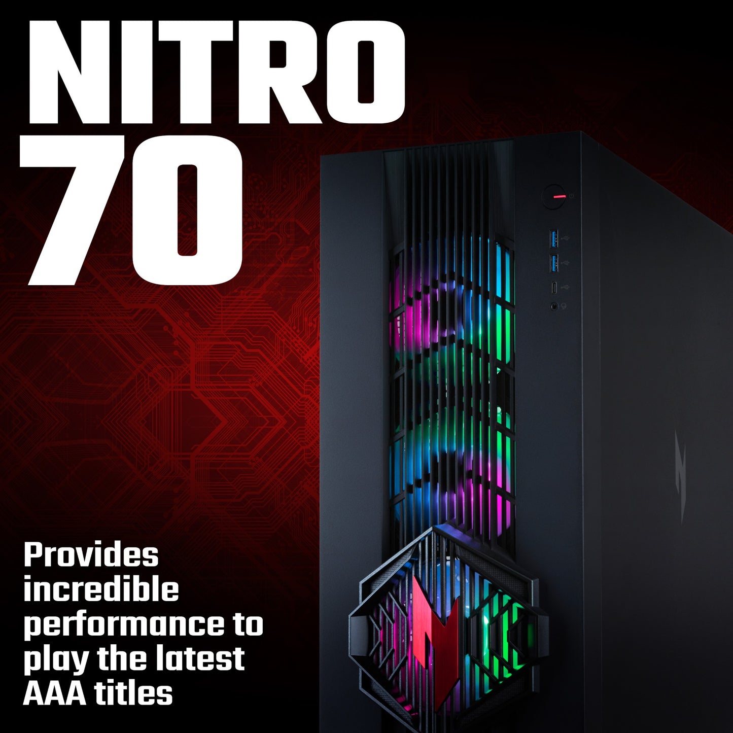 Acer NITRO 70 N70X3D-100_B850 Gaming Ryzen 7 9800X3D 32GB 2TB SSD NVIDIA GeForce RTX 5080 Desktop PC