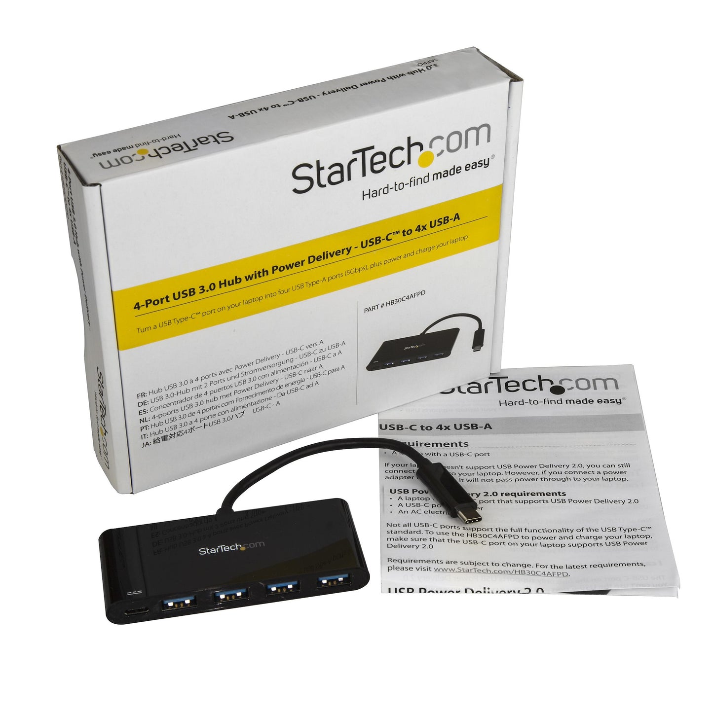 StarTech.com 4 Port USB C Hub with 4 USB Type-A Ports (USB 3.0 SuperSpeed 5Gbps)