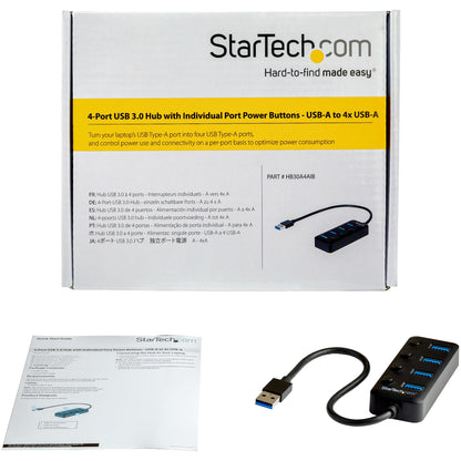 StarTech.com 4 Port Bus Powered USB Hub with Individual On/Off Switches, USB 3.0