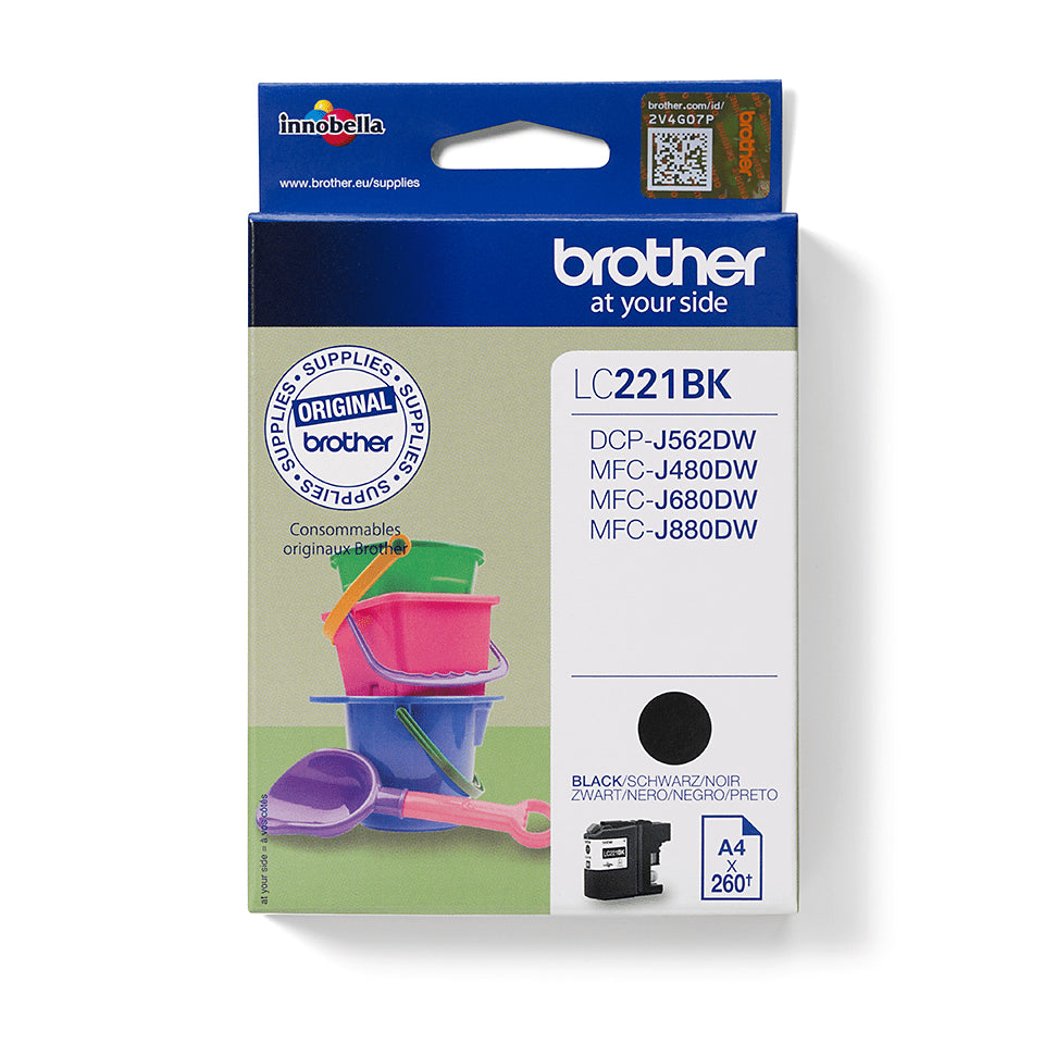 Brother LC-221BK Black Ink Cartridge (260 pages, Brother DCP-J 562)