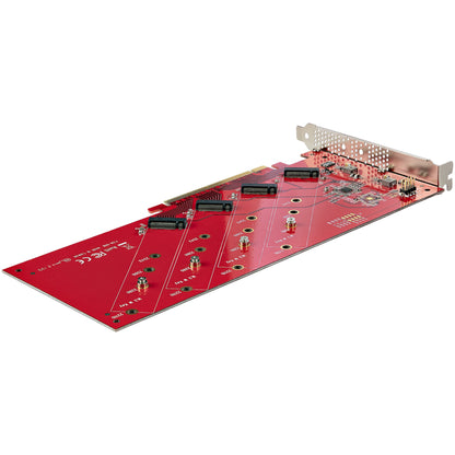 StarTech.com Quad M.2 PCIe Adapter Card, PCIe x16 to Quad NVMe or AHCI M.2 SSDs, PCI Hub