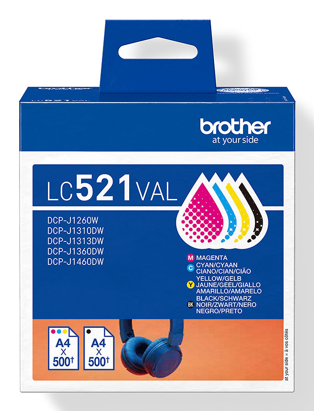 Brother LC-521VAL Ink Cartridge (500 pages, Brother DCP-J 1260)