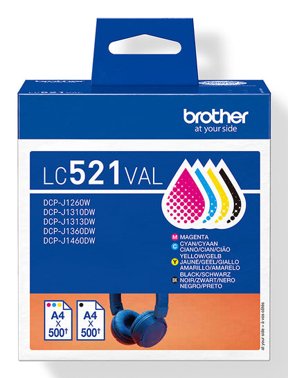 Brother LC-521VAL Ink Cartridge (500 pages, Brother DCP-J 1260)
