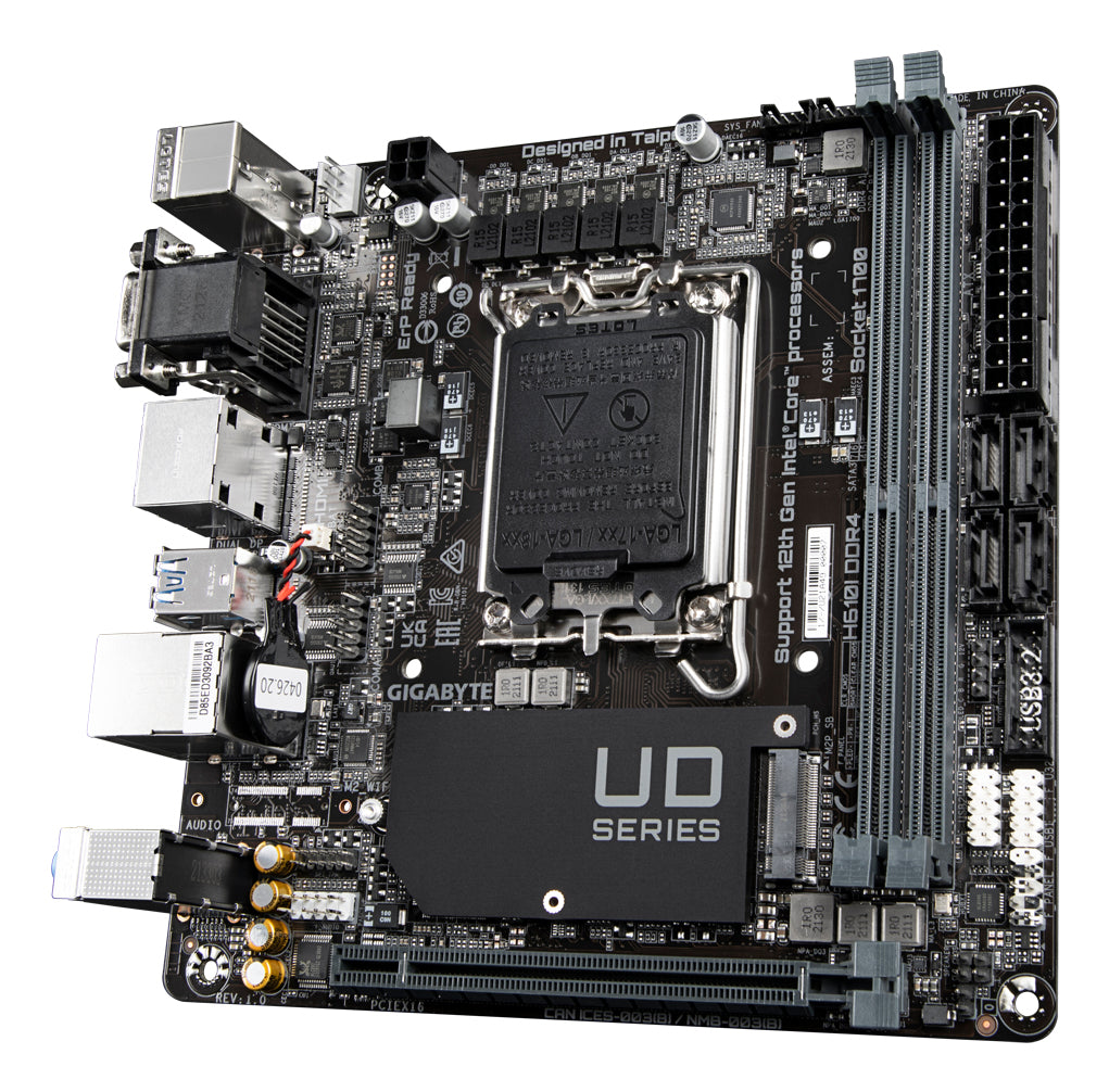 Gigabyte H610I DDR4 Motherboard - Supports Intel Core 14th CPUs, 4+1+1 Hybrid