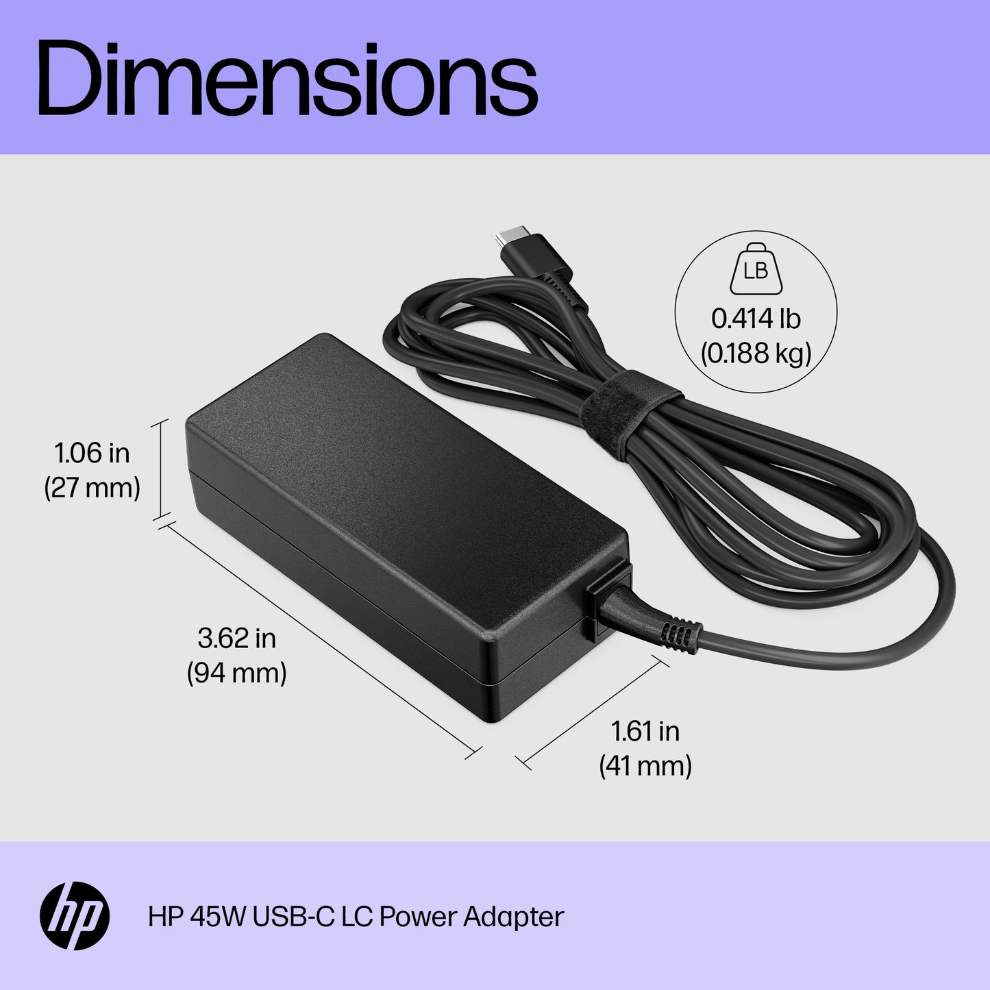 HP 45W USB-C LC Power Adapter Charger
