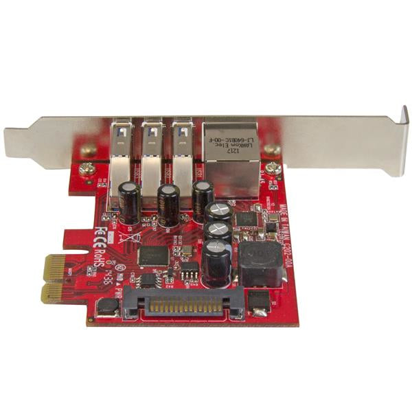StarTech.com 3-Port PCI Express USB 3.0 Card + Gigabit Ethernet - 5Gbps - TAA Network Adapter