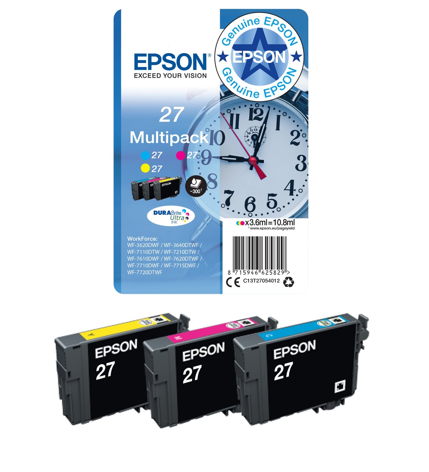 Epson C13T27014012/27 Black Ink Cartridge (350 pages, Epson WF 3620)