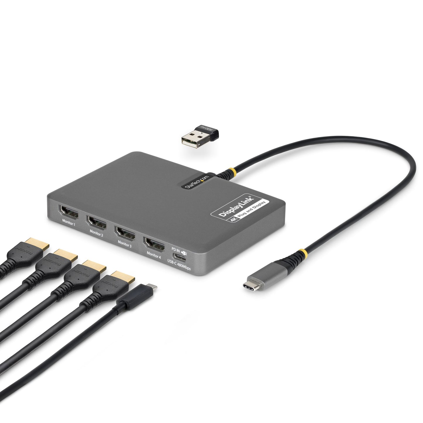 StarTech.com Quad-Monitor Workstation Adapter USB-C Docking Station (MIADAPT)