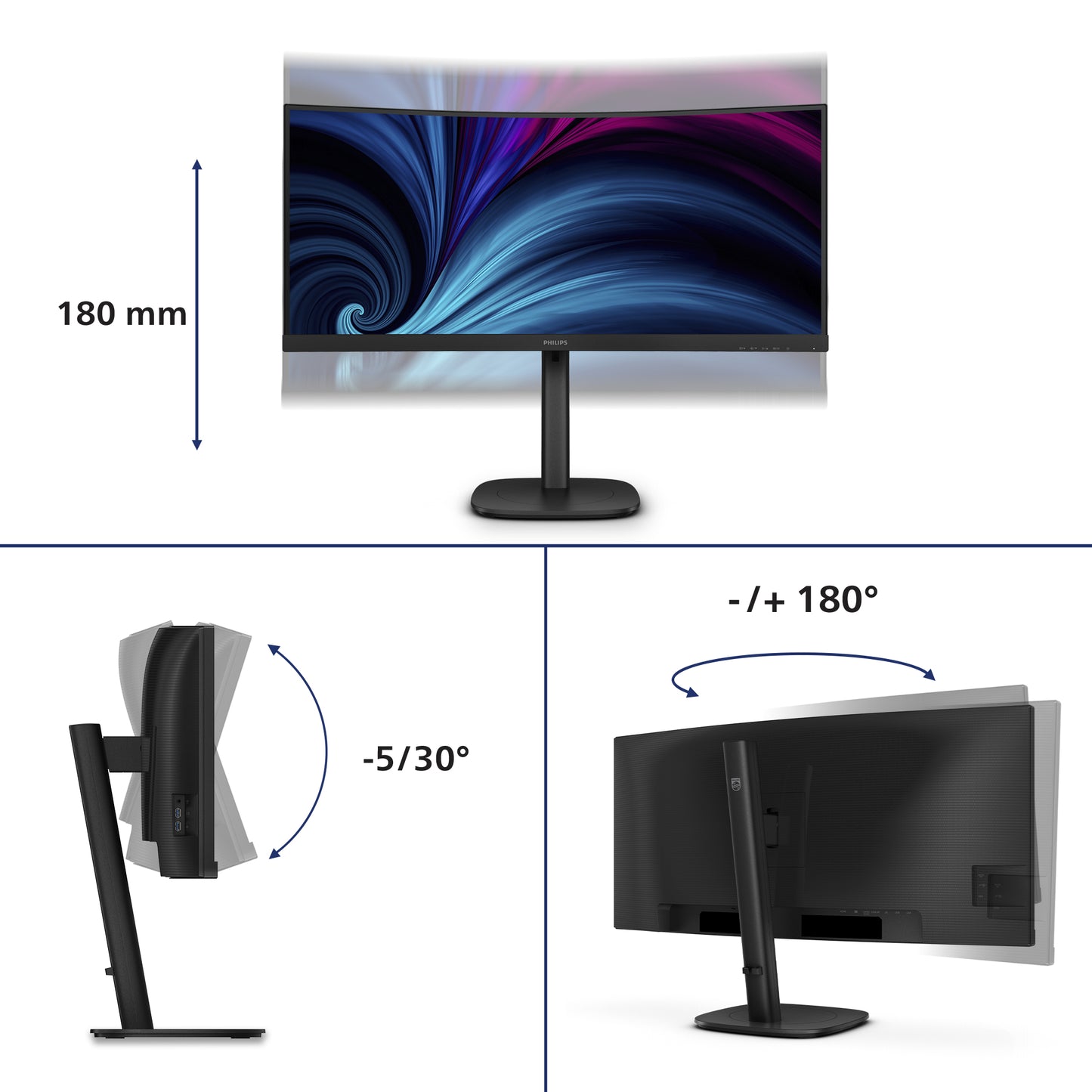 Philips 3000 series 34B2U3600C/00 34" UWQHD VA 120Hz Curved Monitor