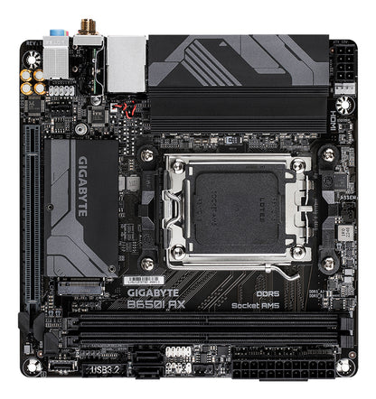 Gigabyte B650I AX Motherboard - AMD Ryzen 9000 Series CPUs, 5+2+1 Phases VRM, up to