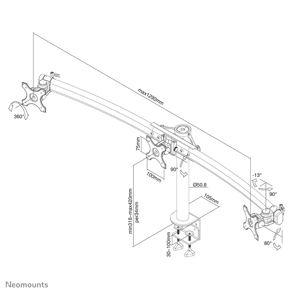 Neomounts FPMA-D700D3 Monitor arm 10-27"