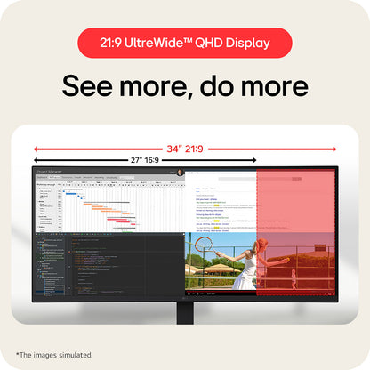 LG IPS Ultrawide 34" UWQHD IPS 100Hz Curved Monitor