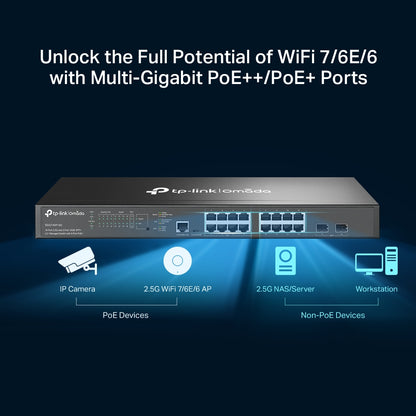 TP-LINK Omada 16-Port 2.5G and 2-Port 10GE SFP+ L2+ Switch PoE