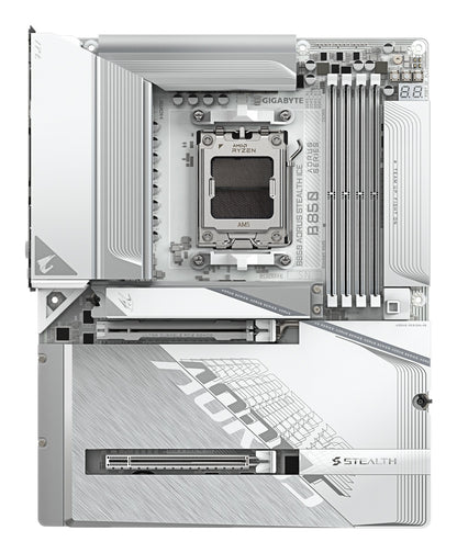 Gigabyte B850 AORUS STEALTH ICE Motherboard - AMD Ryzen 9000 Series CPUs, 14+2+2