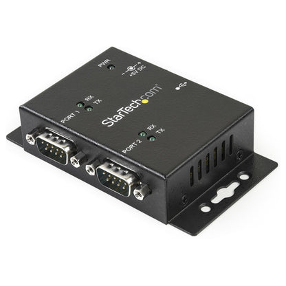 StarTech.com 2 Port Industrial Wall Mountable USB to Serial Adapter Hub with DIN