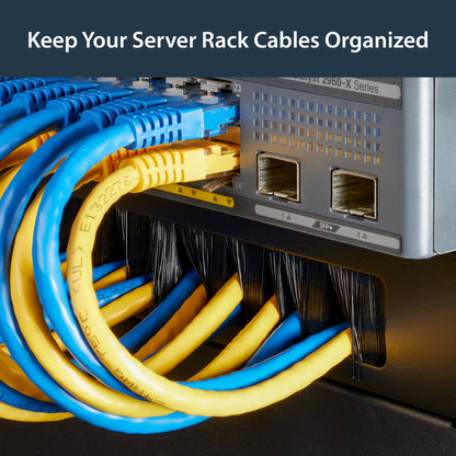 StarTech.com 1U High-density Brush Strip Cable Management Panel, Sturdy Steel Rack