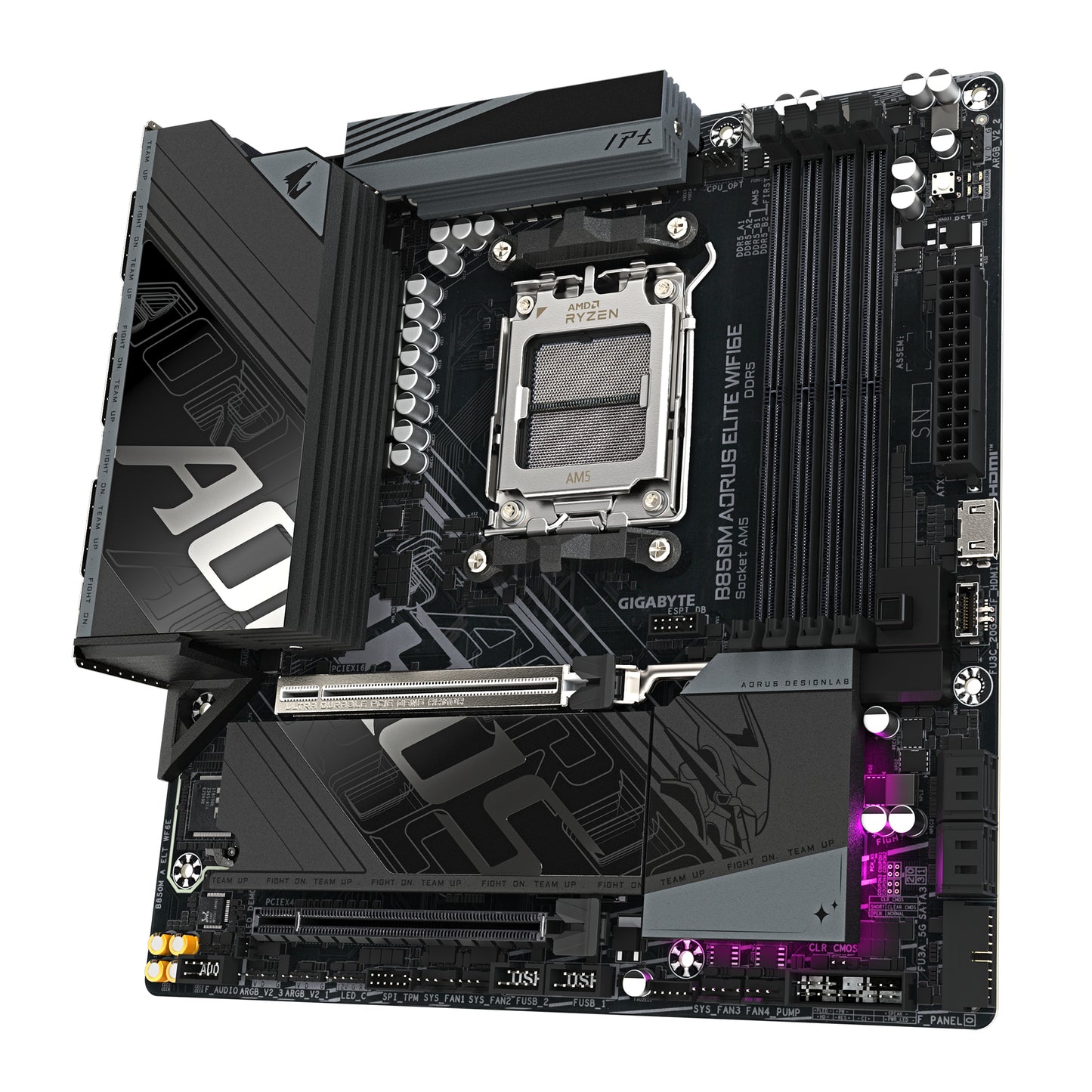 Gigabyte B850M AORUS ELITE WIFI6E Motherboard - AMD Ryzen 9000 Series CPUs, 12+2+2