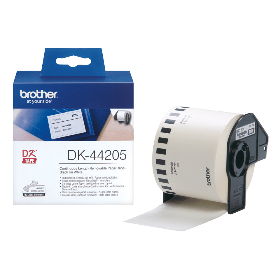 Brother DK-44205 DirectLabel Etikettes white Paper 62mm x 30,48m for Brother P-Touch Labels