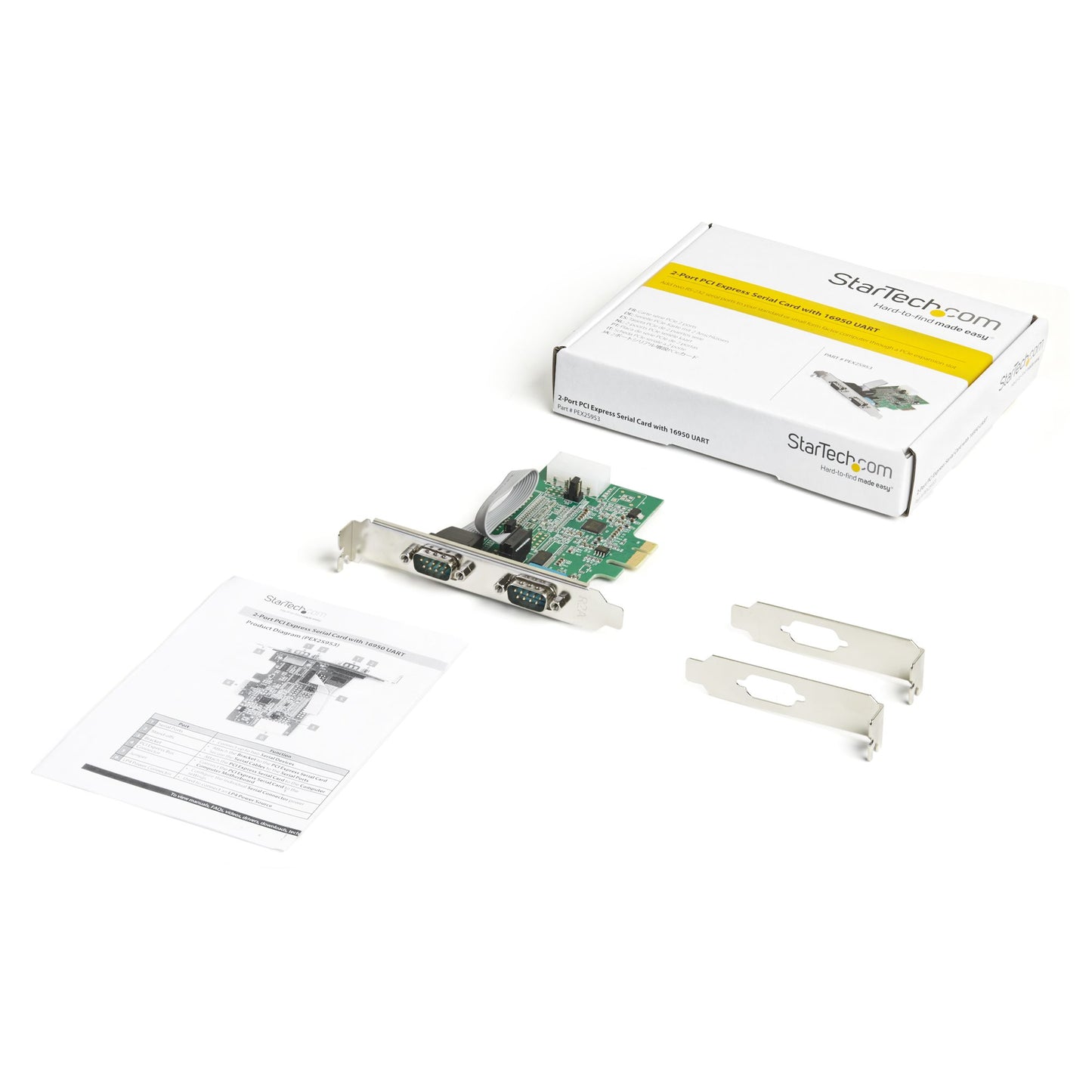 StarTech.com 2-port PCI Express RS232 Serial Adapter Card - PCIe RS232 Serial Host Hub (EX2S953)