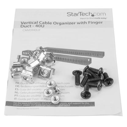 StarTech.com 2-Pack 20U Vertical Cable Organizer with Finger Ducts, Vertical Cable Rack